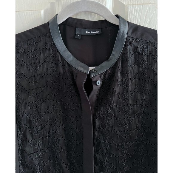 The Kooples broderie top with leather collar - Picture 2 of 9